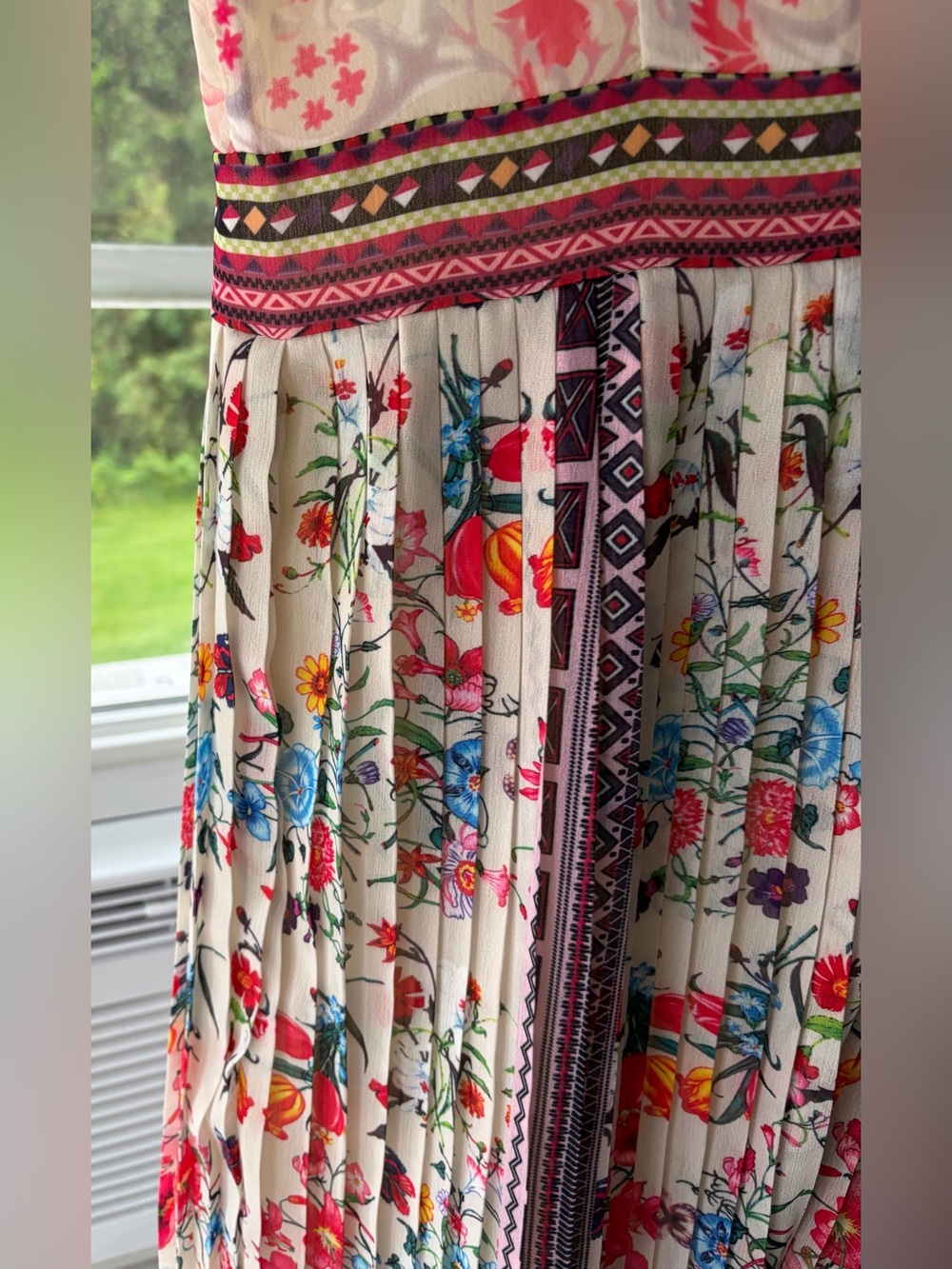 Comino Couture London Folk Print Floral Pleated Boho Luxe Romantic Dress Sz 14 - Picture 6 of 7